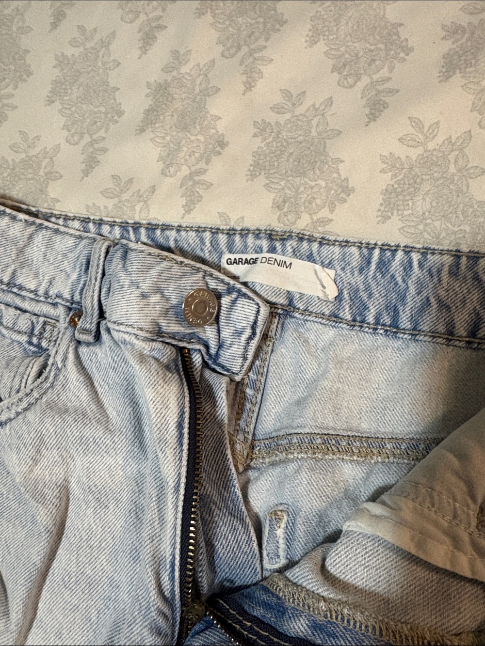 Garage Light Wash Distressed Denim Shorts - Picture 3 of 3